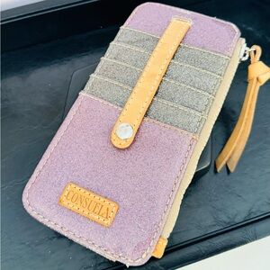 Consuela Violet Card Organizer and Wallet with Grey Metallic Accents